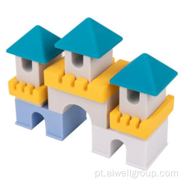 Silicone empilhando brinquedos montessori blocos de construção suaves